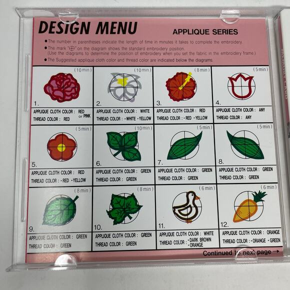 Janome Memory Card 10 Appliqué Series 1992 For Janome 8000 Includes Templates - Picture 11 of 16